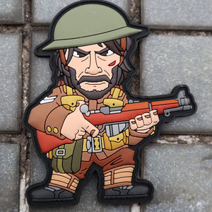 3D Rubber Patch with Embroidered Rifle Design Iron-On PVC Character Decorative <b>Badge</b> for Hats - Product Image 1