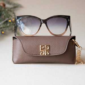 New Genuine Leather <b>Glasses</b> Cover Luxury Eyewear <b>Case</b> Full Grain Leather Sunglasses Pouch Bulk Wholesale Manufacturer LGC-0033 - Product Image 1