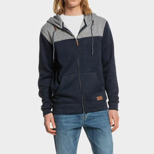<b>Men's</b> Premium Fleece <b>Hoodie</b> 2026 Colorblock <b>Zip</b> Up <b>Hoodie</b> Navy Blue <b>Grey</b> Custom Logo Outdoor Casual Streetwear Sweatshirt HD - Product Image 3
