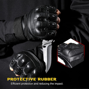 Gants d'hiver isolés en cuir PU imperméable à mi-doigts avec chauffe-mains antidérapants pour activités hivernales en plein air et escalade sur glace - Product Image 3