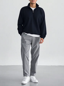 Custom <b>Men's</b> <b>Turtleneck</b> Half Zip Sweatshirt 100% Cotton Plus Size Drop Shoulder Quarter Zip Blank Sweatshirt <b>for</b> <b>Men</b> - Product Image 3
