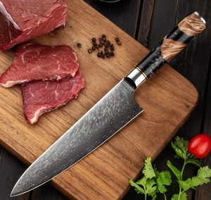 Cuchillo de Chef LEGACY BLADES, Forjado a Mano, Ecológico, de Acero de Damasco, Estilo Japonés Tradicional, Mango Ergonómico de Madera, Ambidiestro - Product Image 4