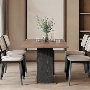 Set Tavolo da Pranzo Moderno Rettangolare per 6 Persone, Mobili da Cucina in Legno Resistente con Base Elegante - Product Image 5