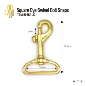 Mosquetones giratorios de latón con ojo redondo, ganchos de seguridad con anillos de rodillo y hebillas de barra central - Product Image 6