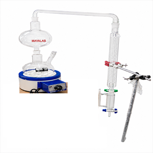 MAYALAB Frasco de Vidrio Borosilicato Transparente de 500 ml, Cuello Ancho, Fondo Redondo, Aparato de Destilación, Condensador para Químicos - Product Image 1
