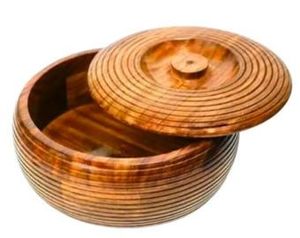 Caja de Almacenamiento de Chapati y Roti de Madera Hecha a Mano, Ecológica, Apta para Lavavajillas, Apilable, con Tapa Abatible, para Comida Tradicional - Product Image 2