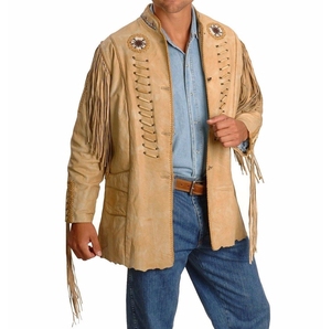 2026 New Design <b>Jacket</b> Mens Western Fringe <b>Leather</b> <b>Jacket</b> Genuine <b>Suede</b> Cowboy Coat Long Tassel Buckskin Style Rodeo Ranch Wear - Product Image 1