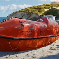 Gebrauchtes geschlossenes Rettungsboot mit Ballasttanks und meerwasseraktiviertem Batteriesystem für automatische Entwässerung und Stabilität