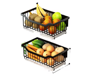 Top 2 Tier Fruit <b>Basket</b> ideal for Dining <b>Table</b> Centre <b>Table</b> Metal Fruit Bowl or Bread <b>Basket</b> Vegetables Storage Organizer Holder - Product Image 3