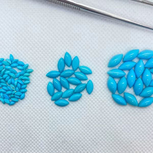 Lot de pierres précieuses naturelles calibrées en cabochon marquise turquoise Arizona 4x2mm pour la fabrication de bijoux - Product Image 1