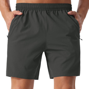 Short de course pour hommes, à usage quotidien, avec taille élastique, short de sport en polyester avec poches zippées, short de course - Product Image 4