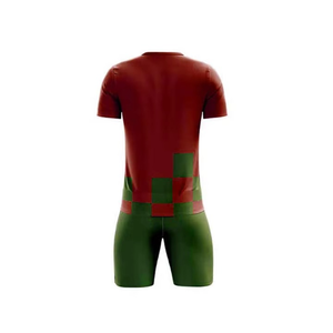 Conjunto de Uniforme de Fútbol Sublimado Personalizado, Camiseta y Pantalones Cortos a Cuadros Rojos y Verde Oliva, Ropa Deportiva de Secado Rápido para Equipos, OEM - Product Image 2
