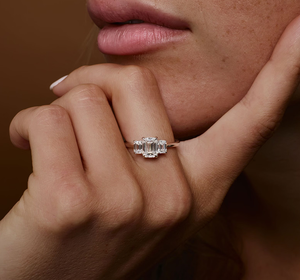 14K Tapered Baguette Cut Lab Diamond <b>Vintage</b> Engagement <b>Ring</b> with IGI Certification <b>Gold</b> Plated for Anniversary - Product Image 5