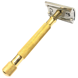 Rasoir de sécurité à double tranchant à faible MOQ, manche doré, lame en acier inoxydable, pour rasage humide masculin, usage professionnel, fournisseur OEM - Product Image 5
