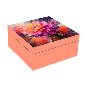 Caja de laca de Color Coral 2025 de tendencia caliente con Decoración de mesa de patrón personalizado, caja de joyería al por mayor - Product Image 6