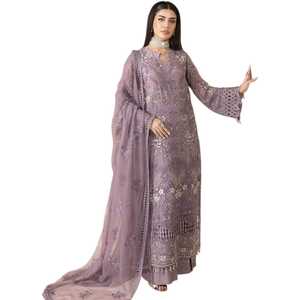 Ensemble de soirée pakistanais élégant 3 pièces, robes de soirée, tenue de cérémonie de mariage, taille et couleur personnalisées, broderie - Product Image 1