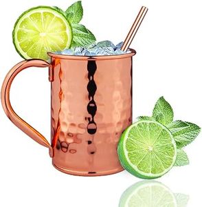 Taza Moscow Mule de Cobre, Taza de Cóctel de Cobre Martillado Premium con Asa Resistente para el Hogar, Cocina, Bar y Bebidas de Fiesta, Taza para Cerveza - Product Image 3