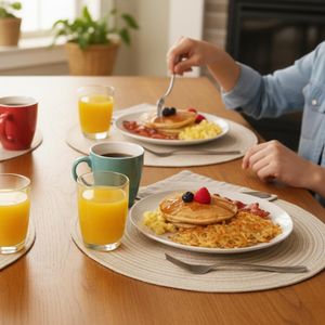 Set di 6 tovagliette in cotone e poliestere intrecciato da 15 pollici, resistenti al calore e lavabili, per cucina e tavola da pranzo - Product Image 6