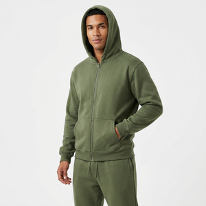 Conjunto Deportivo Unisex Verde con Capucha, Cierre de Cremallera, Color Sólido, Sudadera y Pantalones Casuales para Otoño - Product Image 2