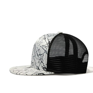 Gorra Trucker para Hombre con Estampado de Mármol, Visera Plana, Cierre a Presión, Malla Transpirable, Estilo Urbano, Ajustable, para Exteriores, con Logotipo Personalizado - Product Image 3