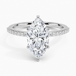 Anillo BOJ 046 con Corte Marquise, Plata 925, Delicado, con Garras Compartidas y Baño de Rodio, Anillo de Boda con Moissanita de 2ct, Color D, VVS1, Certificado GRA - Product Image 1
