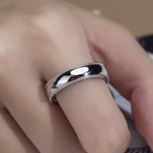 Platinum 1 Carat Lab Grown Diamond Wedding Band with Milgrain Edging 18K Gold Plated for Certified Classic Unisex <b>Ring</b> - Product Image 5