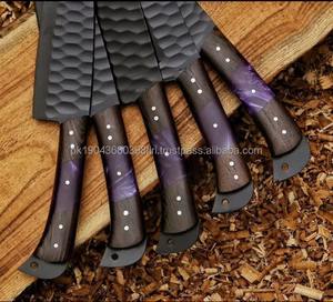 Professional 5-Piece Damascus Steel Handmade Chef Kitchen <b>Knives</b> Plastic Handles Drop Point Blade OEM Customizable-MS Enterprise - Product Image 3