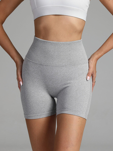 Shorts de cyclisme sans couture taille haute pour femme avec logo personnalisé, motif uni, leggings de fitness et de yoga extensibles dans quatre directions, séchage rapide pour adultes - Product Image 3