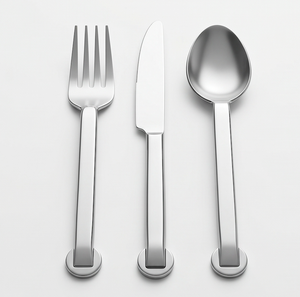 Ensemble de couverts minimalistes en acier inoxydable, fourchette, couteau, cuillère, finition miroir haute brillance, compatible lave-vaisselle, pour la restauration et la cuisine - Product Image 1