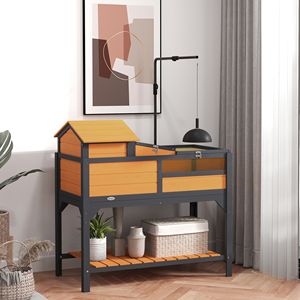 Casetta per Tartarughe Gialla con Portalampada Regolabile, Ripiano Portaoggetti, Casetta Principale Rimovibile e Coperchio Apribile - Product Image 2