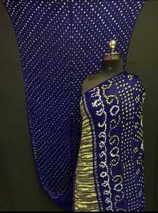 Sari de Seda Gajji Bandhani al por Mayor, Teñido a Mano, Sari Indio para Exportación y Pedidos al por Mayor - Product Image 2