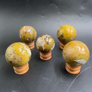 Esfera de Jaspe Abeja Natural de 5 cm, Bola de Cristal Pulida de Sumatra, Indonesia, Amarilla, Naranja, Negra, Piedra Decorativa Curativa - Product Image 4