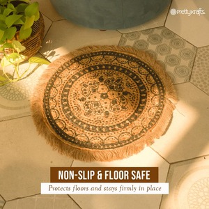 Premium Quality Printed Jute <b>Round</b> <b>Mat</b> for Living Room Bedroom Hallway and Entryway Use Available At Export Price - Product Image 1