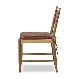 Midcentury Modern Wooden <b>Dining</b> <b>Chair</b> With Leather Upholstery And Woven Seat Home Furniture - Product Image 3
