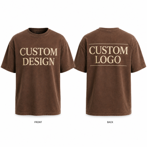 T-shirt Marron Oversize Homme à Manches Courtes Col Rond avec Impression Logo Personnalisé et Design au Dos – Coupe Décontractée en Jersey - Product Image 2