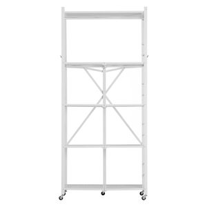 Scaffale Pieghevole a 5 Ripiani 81L X 36P X 183H Pollici, Unità di Stoccaggio in Metallo con 5 Ruote, Organizzatore Senza Montaggio per Alimenti - Product Image 1