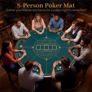 55\" <b>Portable</b> Casino Grade Green Poker <b>Table</b> Top Mat with Non-Slip Rubber Base Foldable Round Design with Carrying Bag - Product Image 4