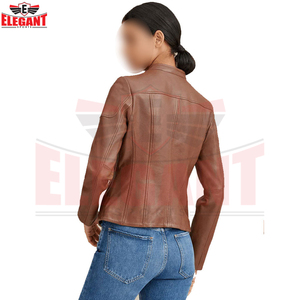 Latest Style In Brown Color Fashion Wear <b>Women's</b> Genuine Leather Jackets Casual Wear Product Best Quality <b>Women</b> Jacket - Product Image 2