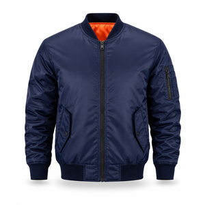 Chaqueta Bomber de Invierno Personalizada |   Chaqueta vaquera ligera unisex con logo frontal |   Venta al por Mayor OEM/ODM - Product Image 4