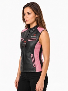 Gilet en cuir pour femme avec matière en cuir de qualité supérieure, coupe ajustée élégante, doublure intérieure douce, coutures durables et confortable. - Product Image 3
