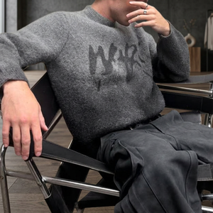 Sweat-shirt en mohair, doux, chaud et confortable, col rond, manches longues, pull décontracté d'hiver - Product Image 6