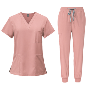 Ensemble de blouses médicales unisexes, uniforme extensible, haut et pantalon, bordure contrastée, infirmière, médecin, vêtements de travail d'hôpital, sergé de polyester - Product Image 2