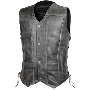 Chaleco de Motocicleta Ligero, Diseñado a Medida, Profesional, Cómodo, Transpirable y Ecológico, de Lona y Cuero Vacuno para Hombre - Product Image 1