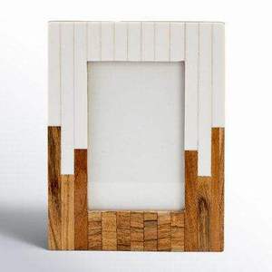 Marco de Fotos Rectangular Vertical Moderno Hecho a Mano con Incrustaciones de Hueso y Diseño Geométrico, Color Personalizado para Decoración del Hogar - Product Image 1