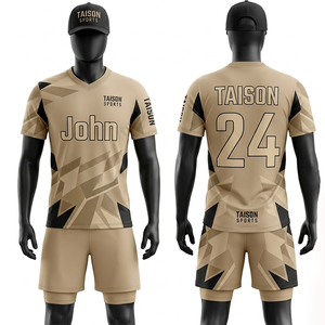 Uniforme de Floorball para Hombre, Poliéster y Spandex Premium, Diseño Geométrico Beige y Negro, Transpirable, Secado Rápido, Sublimación, Logotipo Personalizado - Product Image 6