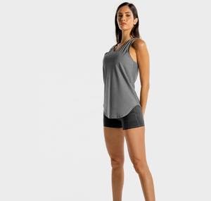 Camiseta sin mangas básica informal para mujer, cuello redondo, espalda cruzada, de punto acanalado, venta al por mayor del fabricante, algodón y elastano - Product Image 3