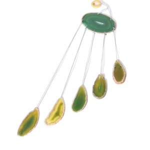 Agate verte tranches carillon éolien en gros pierres précieuses naturelles tranches tentures murales capteur de rêves maison mariage articles de style décoratif - Product Image 1