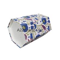 Poubelle de bureau élégante faite à la main, hexagonale, à motifs floraux imprimés, pliable, grande capacité, pour usage intérieur/extérieur, en carton