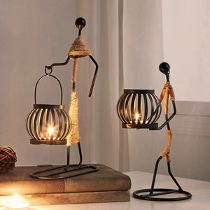 Handmade Durable Iron <b>Candle</b> <b>Holder</b> <b>Lantern</b> for Christmas Home Decoration Human Figure Design <b>Lantern</b> Home Decoration - Product Image 2