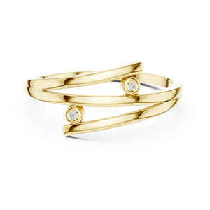 Bague minimaliste ouverte en moissanite, plaquée or 14 carats, en alliage d'argent sterling, sertie clos, design moderne pour femme - Product Image 4